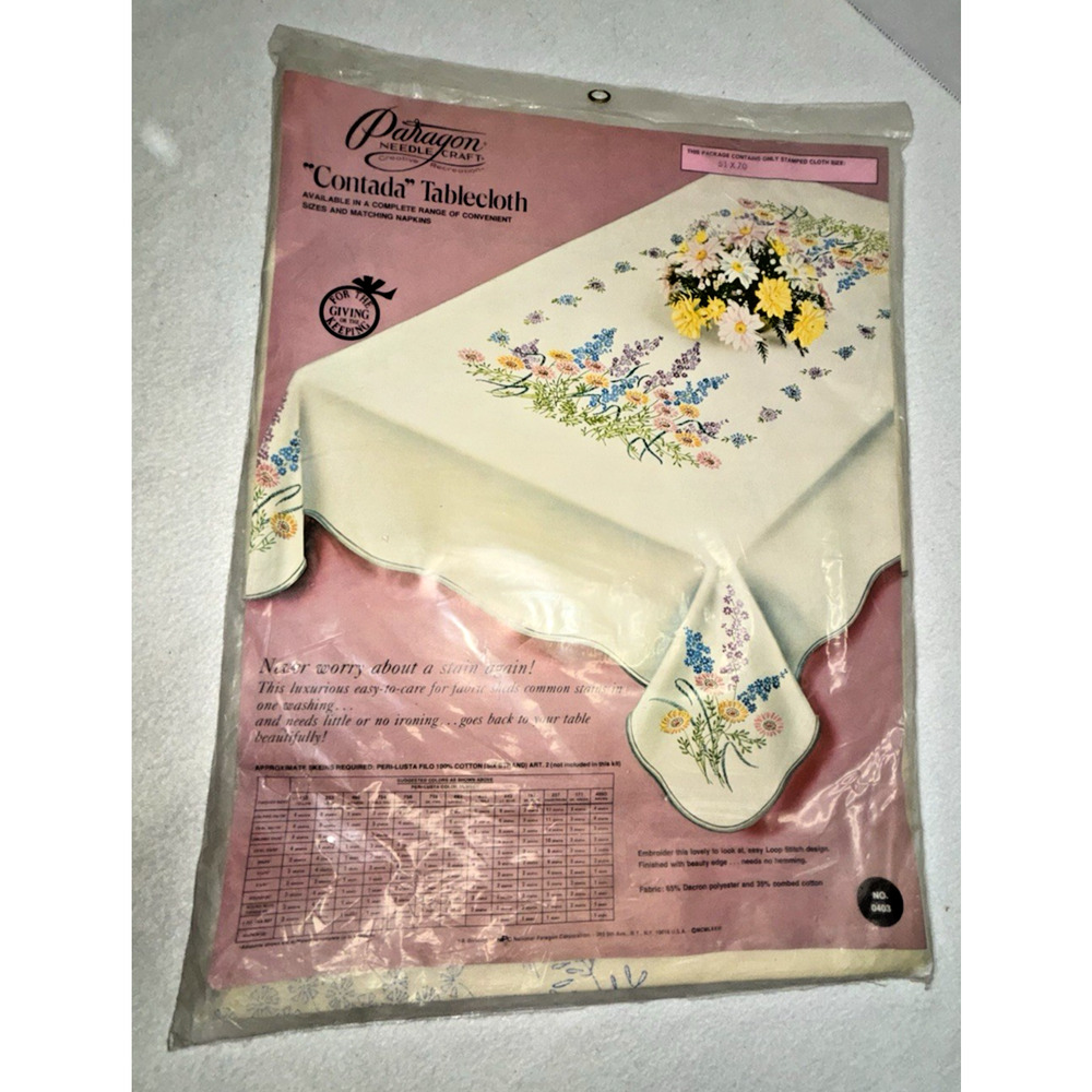 Vtg Paragon Needlecraft Tablecloth Only Contada Embroidery 0403 51 x 70 1976 NOS